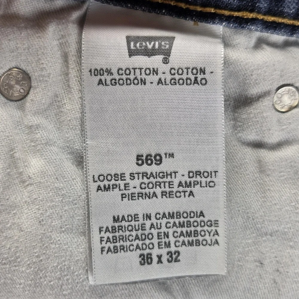 Levis 569 Jeans Mens Blue Medium Wash Loose Straight Zip Fly Relaxed Fits 36x30